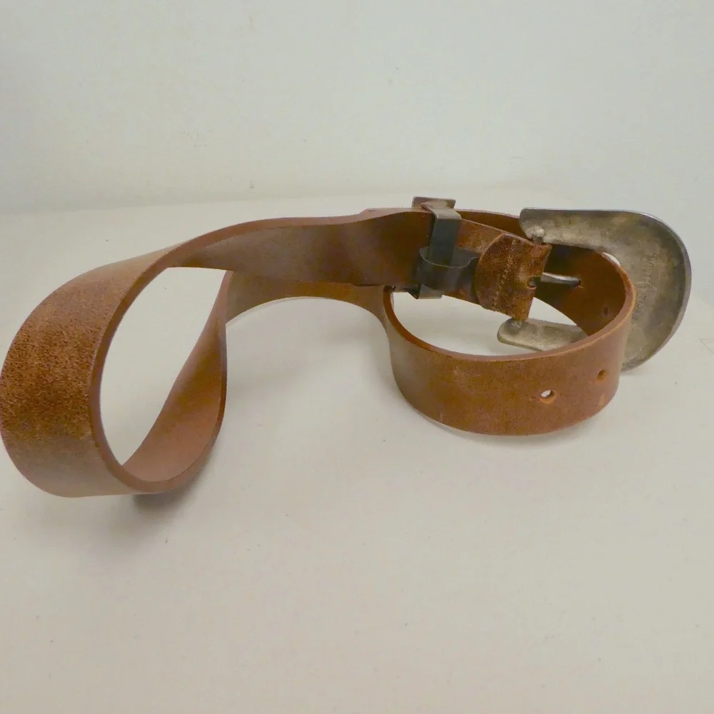 STREETS AHEAD WESTERN silver brass leather belt M